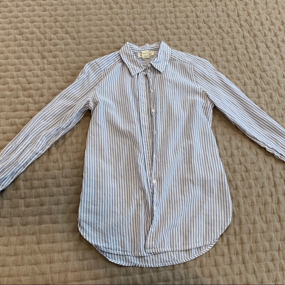 H&M Blue and White Striped Button Down Shirt